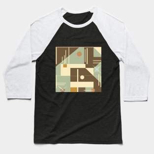 Earthy Tones in Abstract Shapes: Vintage-Inspired Geometric Design. Baseball T-Shirt